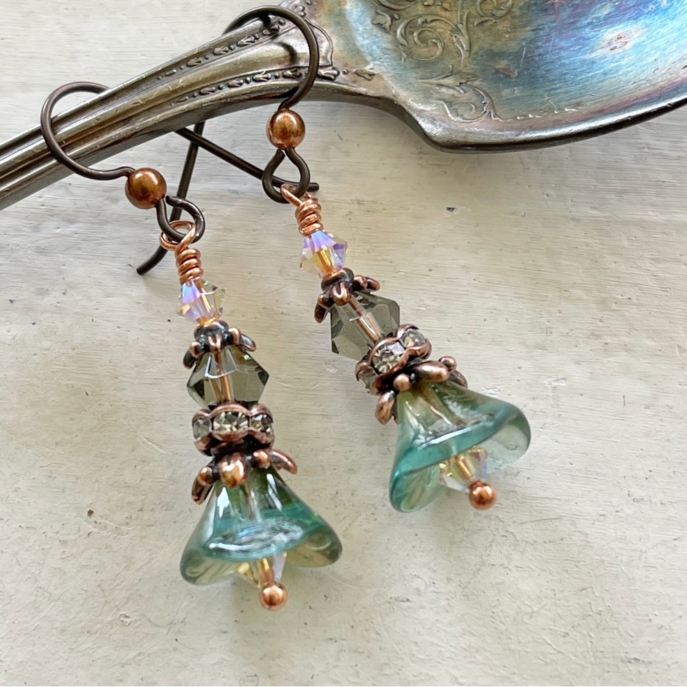 ARTISAN Earrings - “Morning Dew” Dangles - Picture 3 of 8
